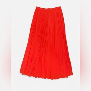 Ann Taylor Orange Red Pleated Lined Flowy Maxi Skirt Women’s Size 2